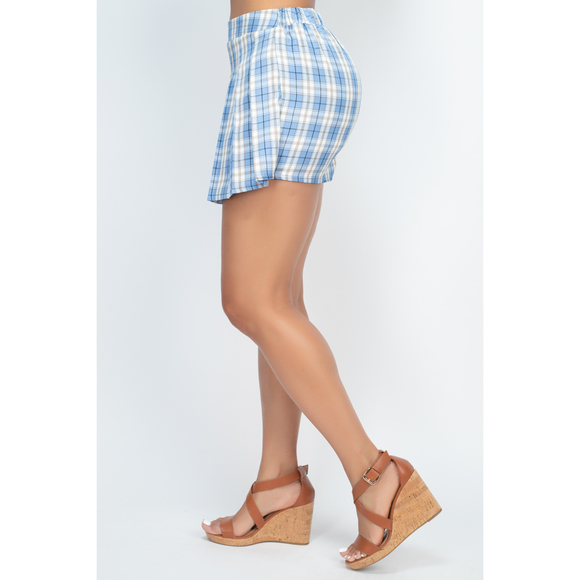 Plaid Pleated Mini Skorts - Picture 4 of 8